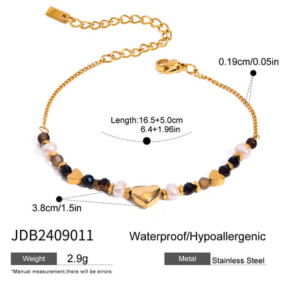 Stainless Steel Zircon Pearl Interlocking Bracelet Light Luxury High-end Feel Titanium Steel Non-fading Jewelry