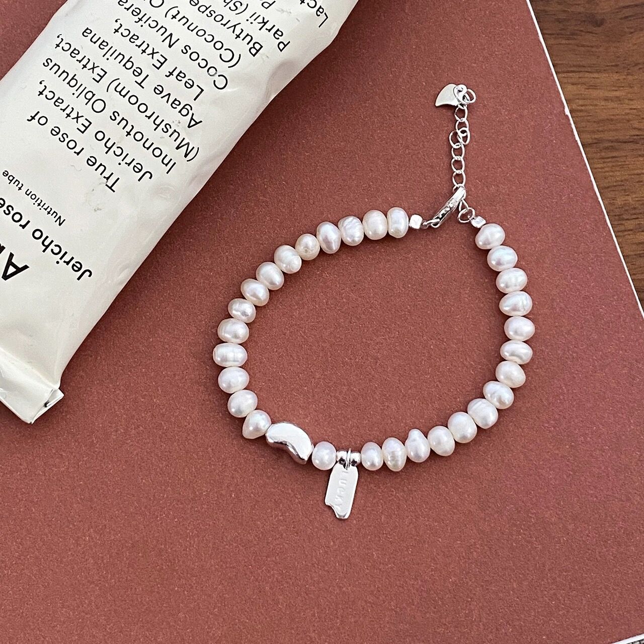 S925 Silver Lucky Bean Long Pendant Letter Bracelet for Women Gentle Temperament Freshwater Pearl Best Friend Bracelet Elegant Jewelry