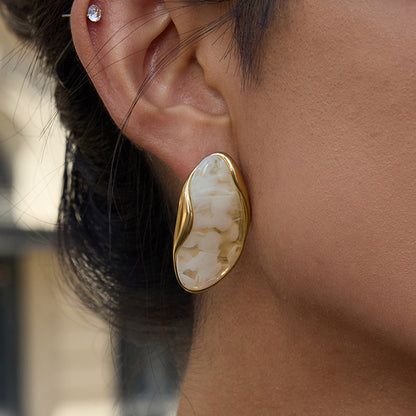 Stainless Steel Melad Resin Earrings Niche High-End Feel Ear Jewelry Titanium Steel Accessories Women's Hot Item