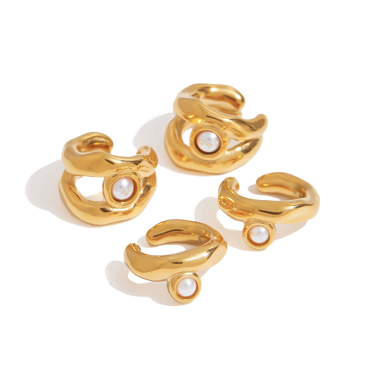 Pearl Ear Clip Stainless Steel Earrings Light Luxury High-end Earrings Niche Design Titanium Steel Jewelry