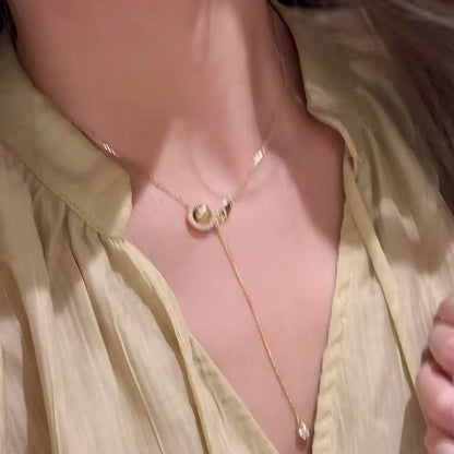 Sterling Silver S925 Real Gold Plated Laser Cat's Eye Bead Fortune Bead Multi-Way Necklace Light Luxury High-End Exquisite Niche