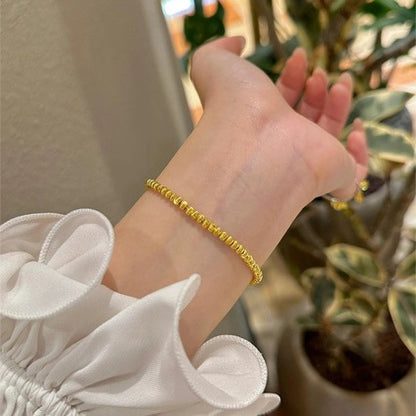 Sterling Silver S925 Real Gold Plated Cat's Eye Bead Bracelet Light Luxury High-end Exquisite Niche Design Jewelry