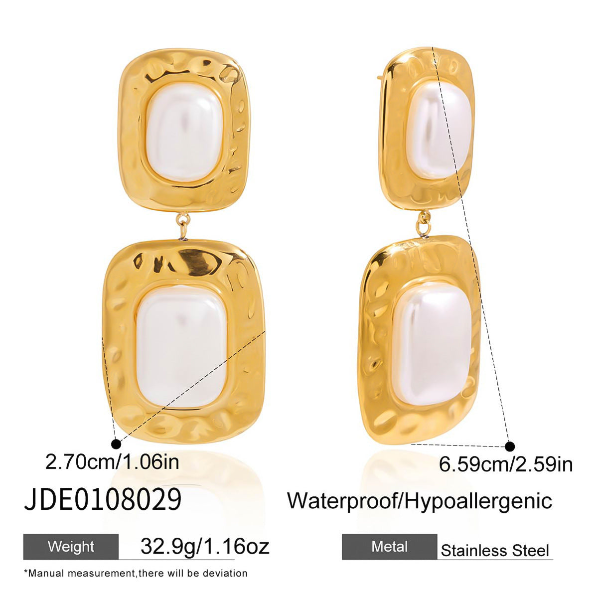 Titanium Steel Resin Pearl Earrings Light Luxury High-end Earrings Non-fading Stainless Steel Ear Jewelry