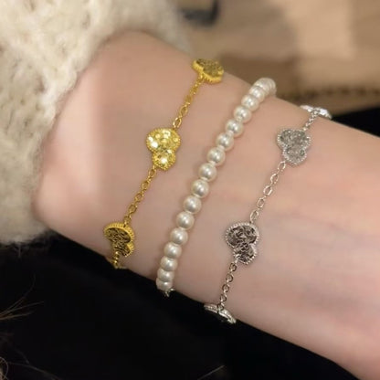 Sparkling Buchi Style Flashing CNC Crushed Ice Five-Flower Gourd Bracelet, Adjustable Length