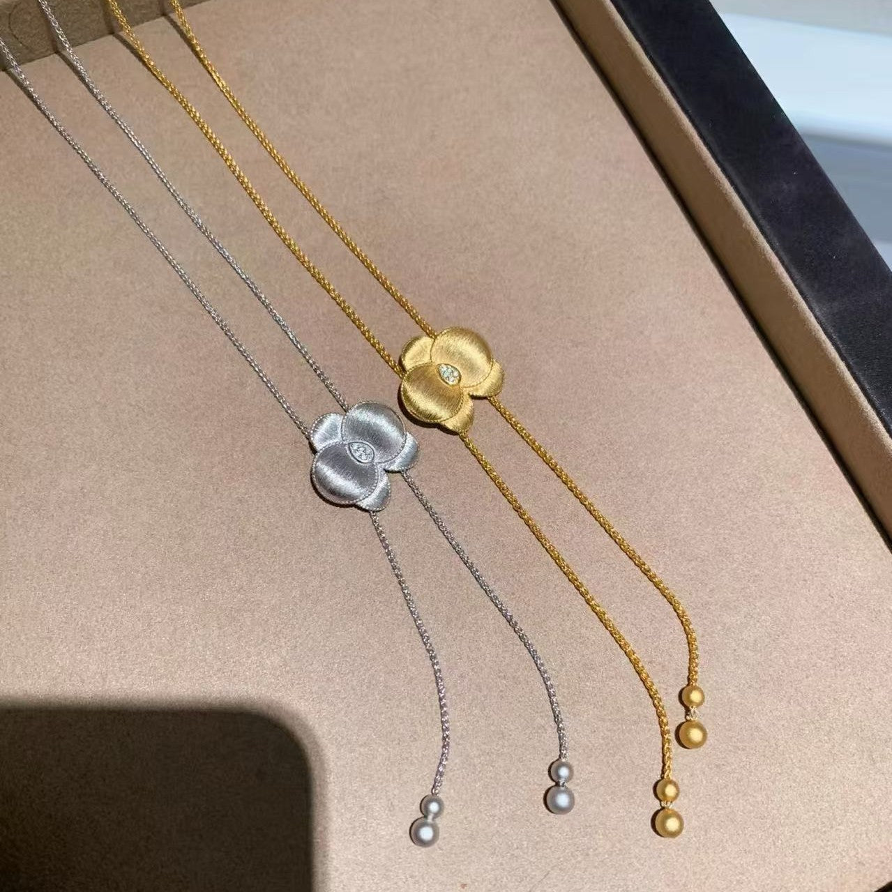 Sterling Silver S925Brushed Craft Butterfly Orchid Necklace Sweater Chain High-End Light Luxury Niche Design Exquisite Collarbone Chain