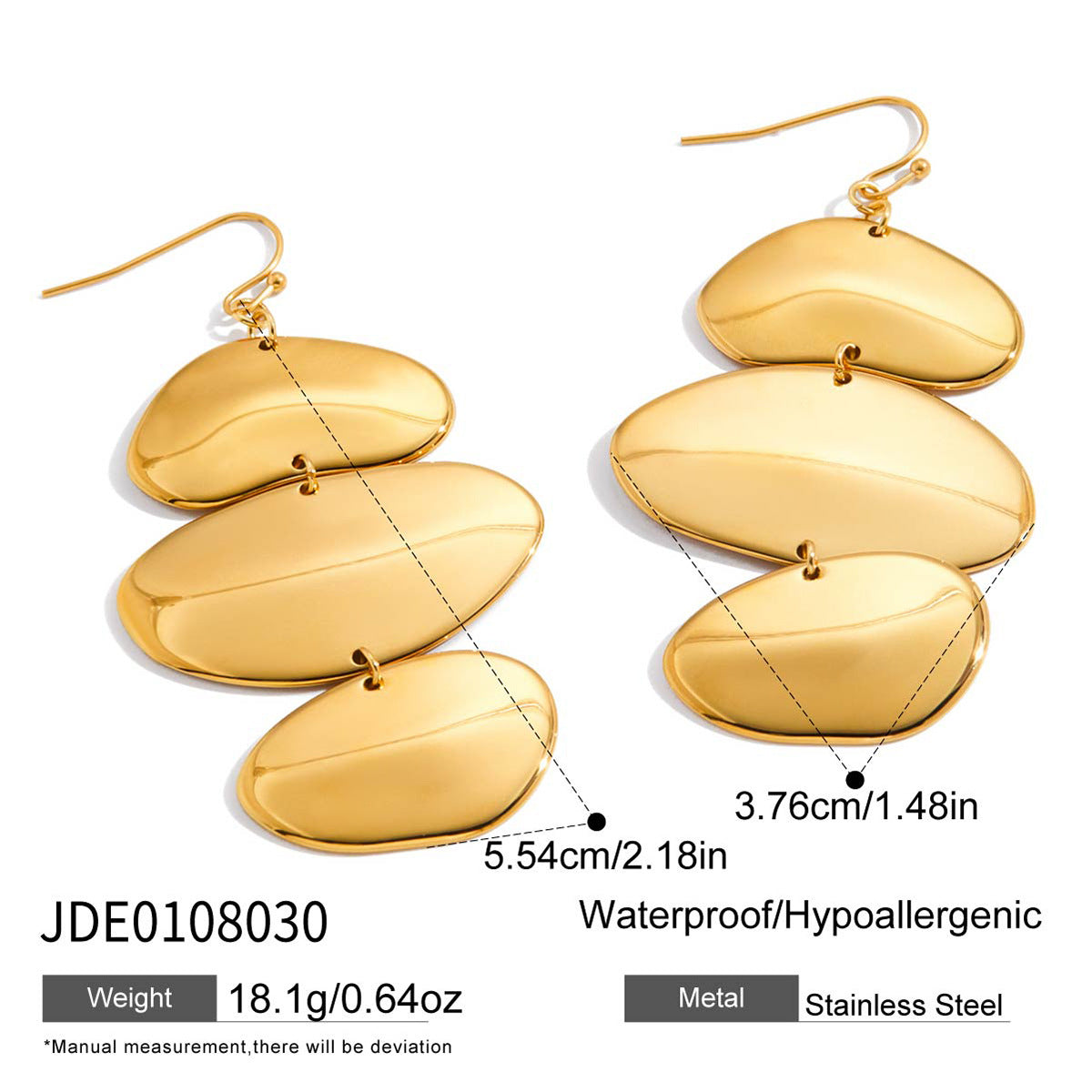 Titanium Steel Irregular Pendant Earrings Light Luxury High-end Necklace Non-fading Ear Accessories Stainless Steel Jewelry