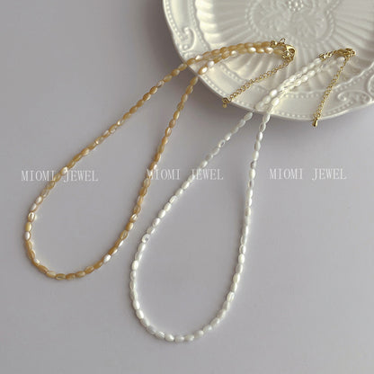 Minimalist Design Natural Shell Bead Necklace for Women Beach Vacation Style Versatile Collarbone Chain