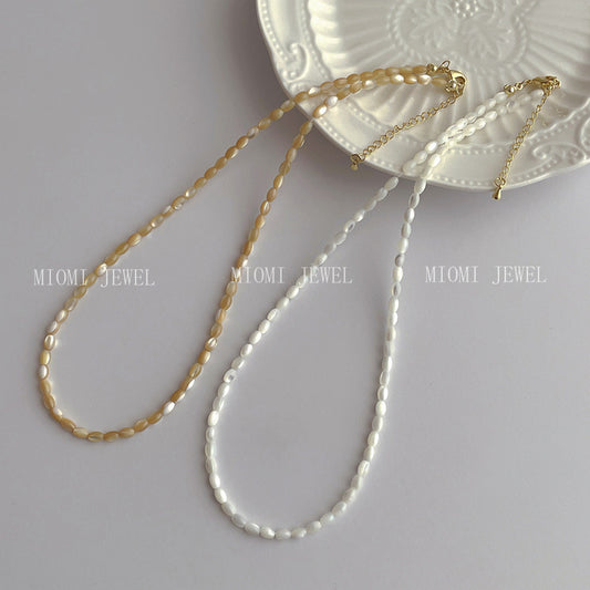 Minimalist Design Natural Shell Bead Necklace for Women Beach Vacation Style Versatile Collarbone Chain