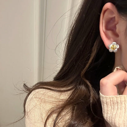 Sterling Silver S925 Brushed Craft Quirky Sunflower Ring Necklace Earrings Set High-end Unique Personality Design