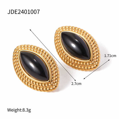 Vintage Style Stainless Steel Exaggerated Earrings High-end Niche Black Gold Earrings Titanium Steel Ear Jewelry