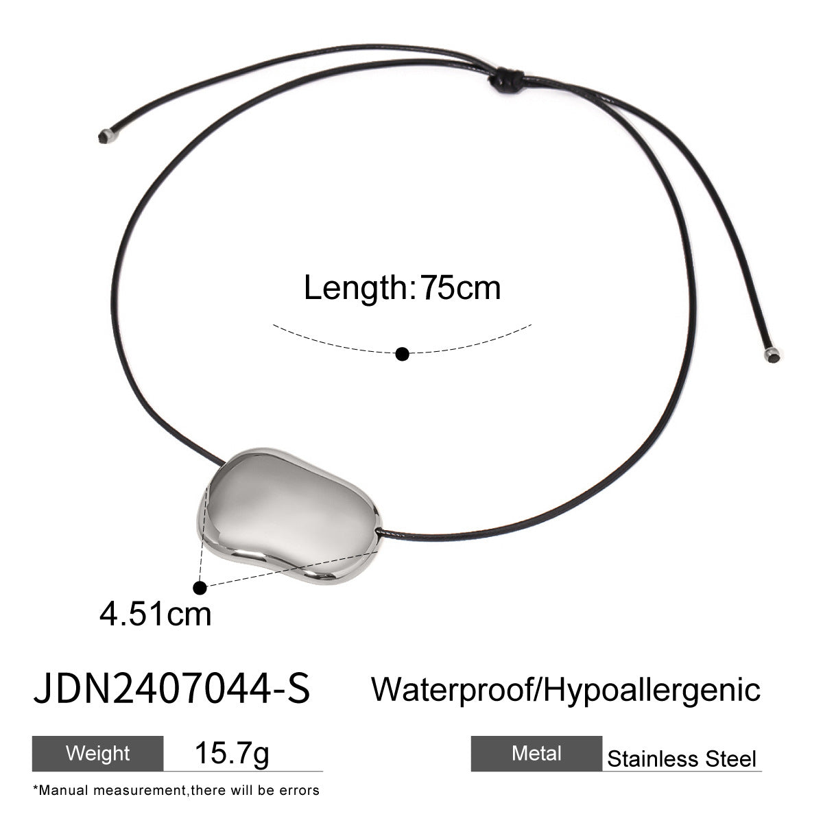 Black Rope Titanium Steel Necklace Niche Design Sense Collarbone Chain Non-Fading Hot-Selling Stainless Steel Jewelry