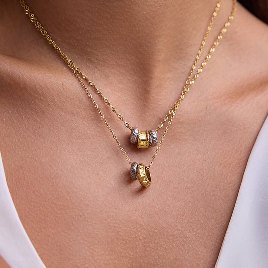 Color Block Circle Titanium Steel Necklace Accessories for Women, Light Luxury High-End Clavicle Chain Stainless Steel Jewelry for Women