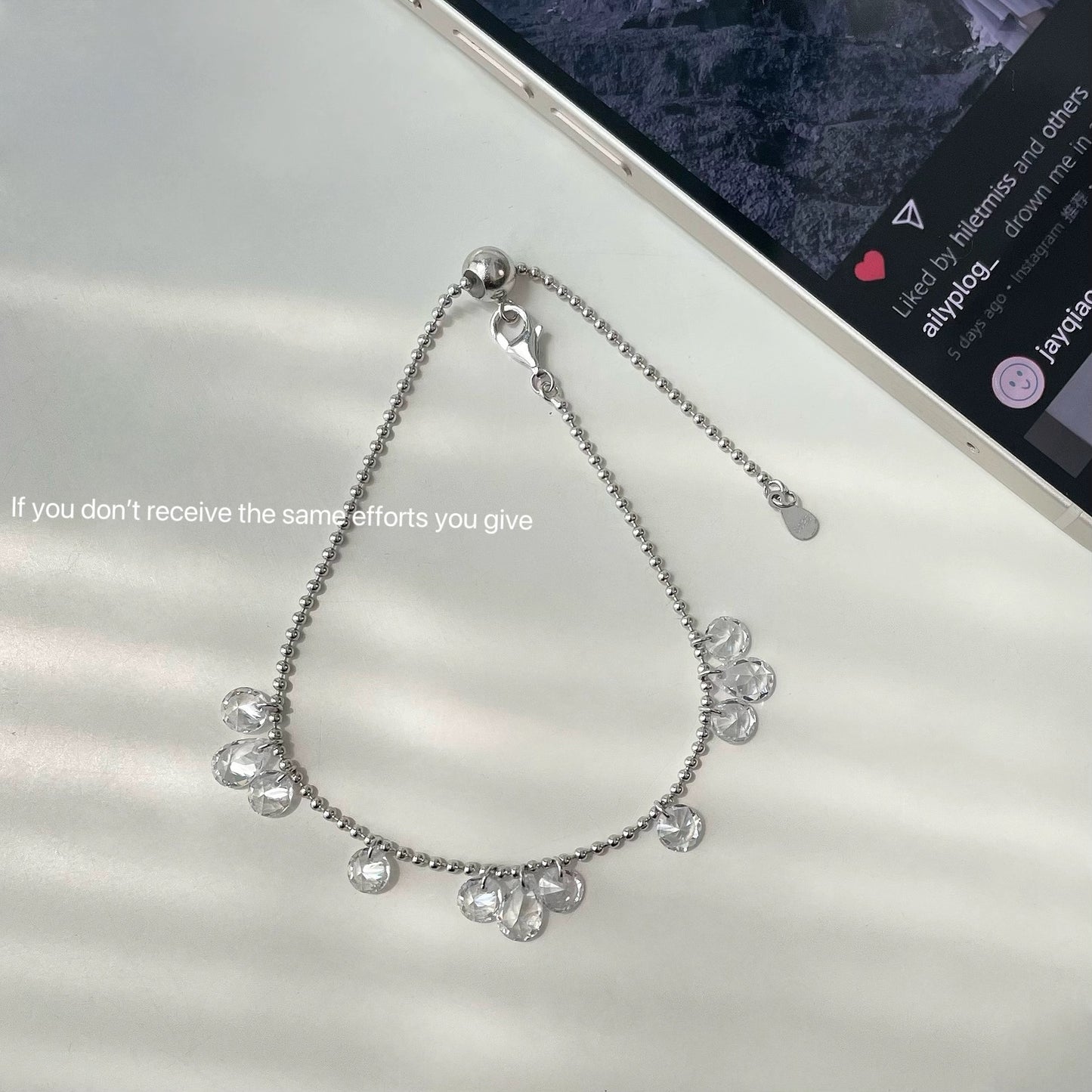 S925 Sterling Silver High Carbon Diamond Galaxy Pull Bracelet Ins Style Elegant Simple High-end Versatile Niche Design