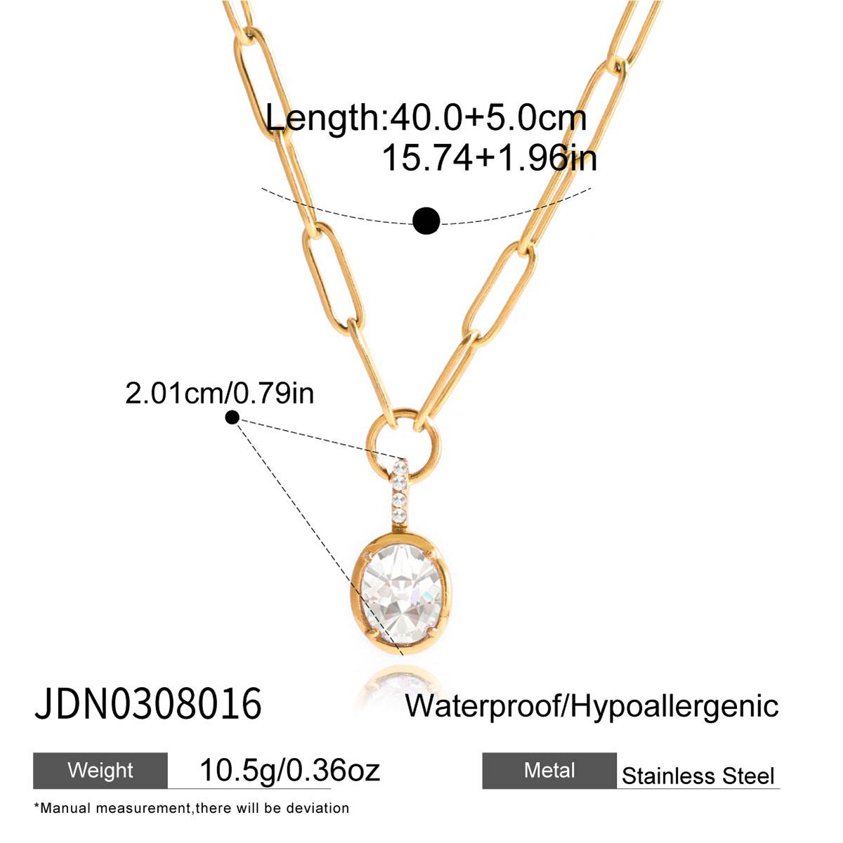 18k Titanium Steel Zircon Necklace Light Luxury High-end Clavicle Chain Non-fading Jewelry Stainless Steel Accessories