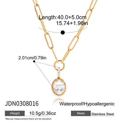 18k Titanium Steel Zircon Necklace Light Luxury High-end Clavicle Chain Non-fading Jewelry Stainless Steel Accessories