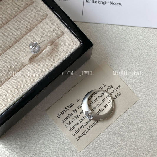 S925 Sterling Silver Starburst Zircon Rotatable Ring for Women, Niche Design with High-end Feel, Korean Style Ring