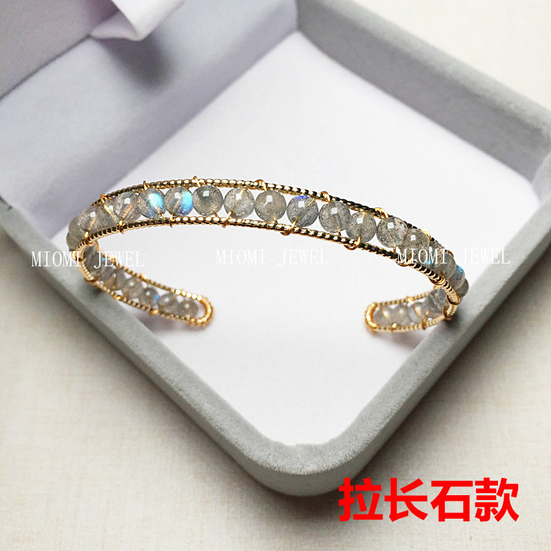 Crystal Bracelet Garnet Tourmaline Labradorite Strawberry Crystal and Other Styles 14K Gold Plated Color Retention