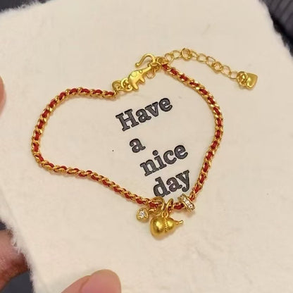 Pure Silver S925 Zodiac Year Red Rope Braided Bracelet Light Luxury High-end Style Auspicious Braided Bracelet Non-fading