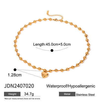 Stainless Steel Heart Necklace Simple High-End Earrings Non-Fading Titanium Steel Jewelry for Women