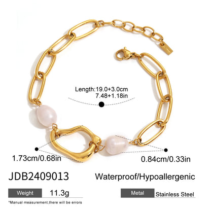 18k Stainless Steel Pearl Necklace High-end Clavicle Chain Niche Ins Bracelet Titanium Steel Jewelry