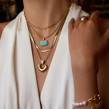 Heart Titanium Steel Necklace Accessories for Women Summer Light Luxury Niche Choker Stainless Steel Jewelry