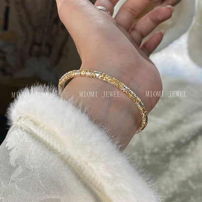 Pure Silver 9999 Sterling Silver Light Luxury Gold Cherry Blossom National Style New Chinese Style Bracelet Personalized Gold Handmade Gold Light Luxury