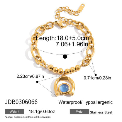 Original Equestrian Series Blue Resin Horseshoe Titanium Steel Bracelet Niche Light Luxury Hand Jewelry Stainless Steel Jewelry