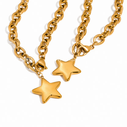Five-Pointed Star Stainless Steel Necklace Light Luxury Niche Jewelry for Women High-End Titanium Steel Bracelet Accessories