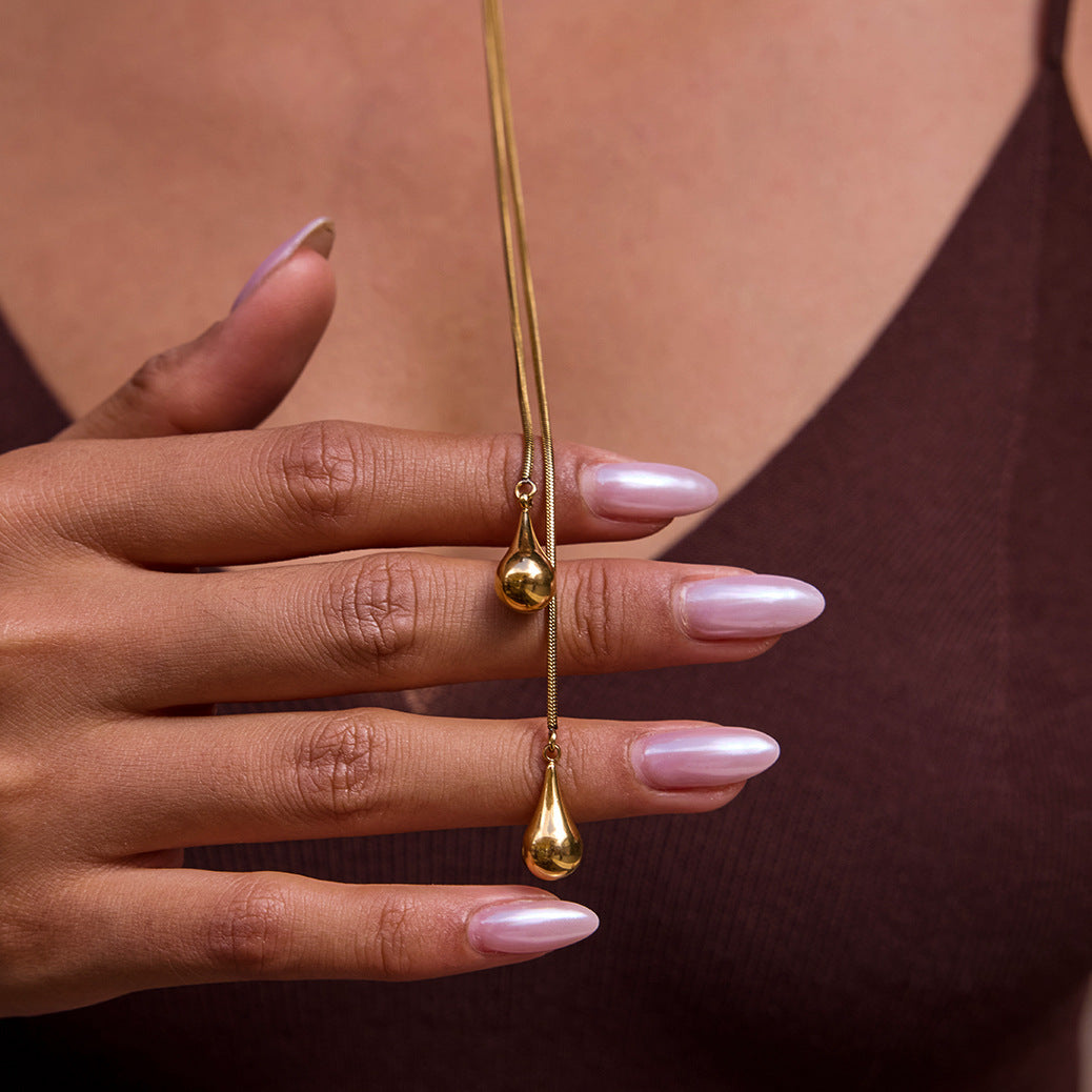 Titanium Steel Long Necklace Light Luxury High-end Y-shaped Chain Non-fading Sweater Chain Stainless Steel Jewelry