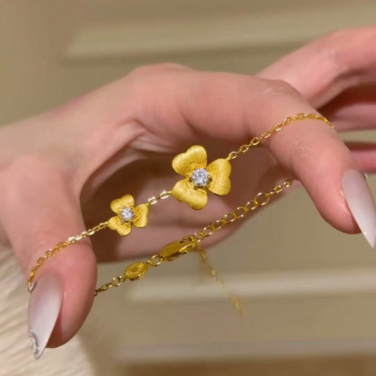 Pure Silver S925 Italian Brushed Craft Orchid Bracelet French Exquisite Light Luxury Niche Design Sense Layered Jewelry