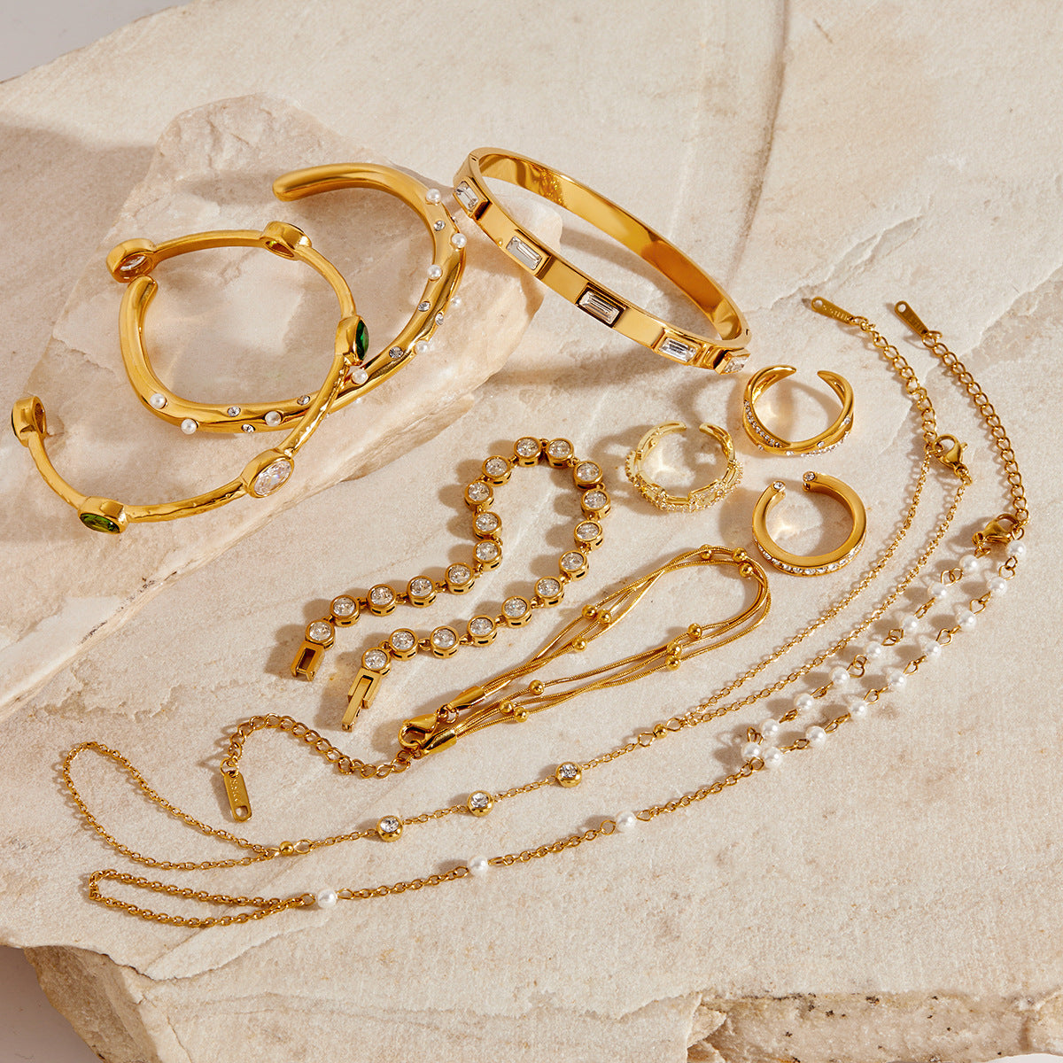 Stainless Steel Finger Bracelet Light Luxury High-end Ring Female Niche Design Rings Titanium Steel Jewelry