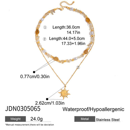 Original Design Titanium Steel Necklace Light Luxury High-end Clavicle Chain Stainless Steel Sun Earrings Jewelry for Women