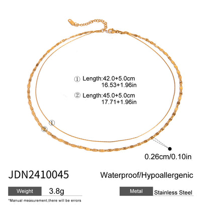 Double Layer Stacked Titanium Steel Necklace Light Luxury High-end Clavicle Chain Stainless Steel Jewelry Non-fading