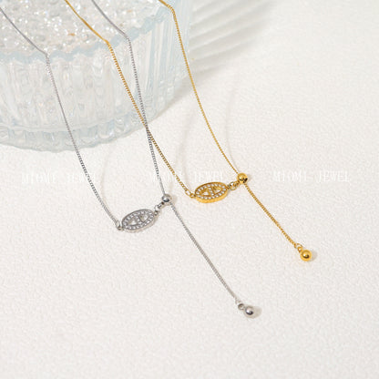 Exquisite Pig Nose Diamond-Studded Titanium Steel Pendant Necklace 18K Real Gold Fashion Light Luxury Pull-Out Clavicle Chain