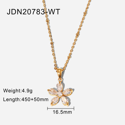 Flower Titanium Steel Zircon Necklace Light Luxury High-end Clavicle Chain Non-fading Jewelry Stainless Steel Accessories