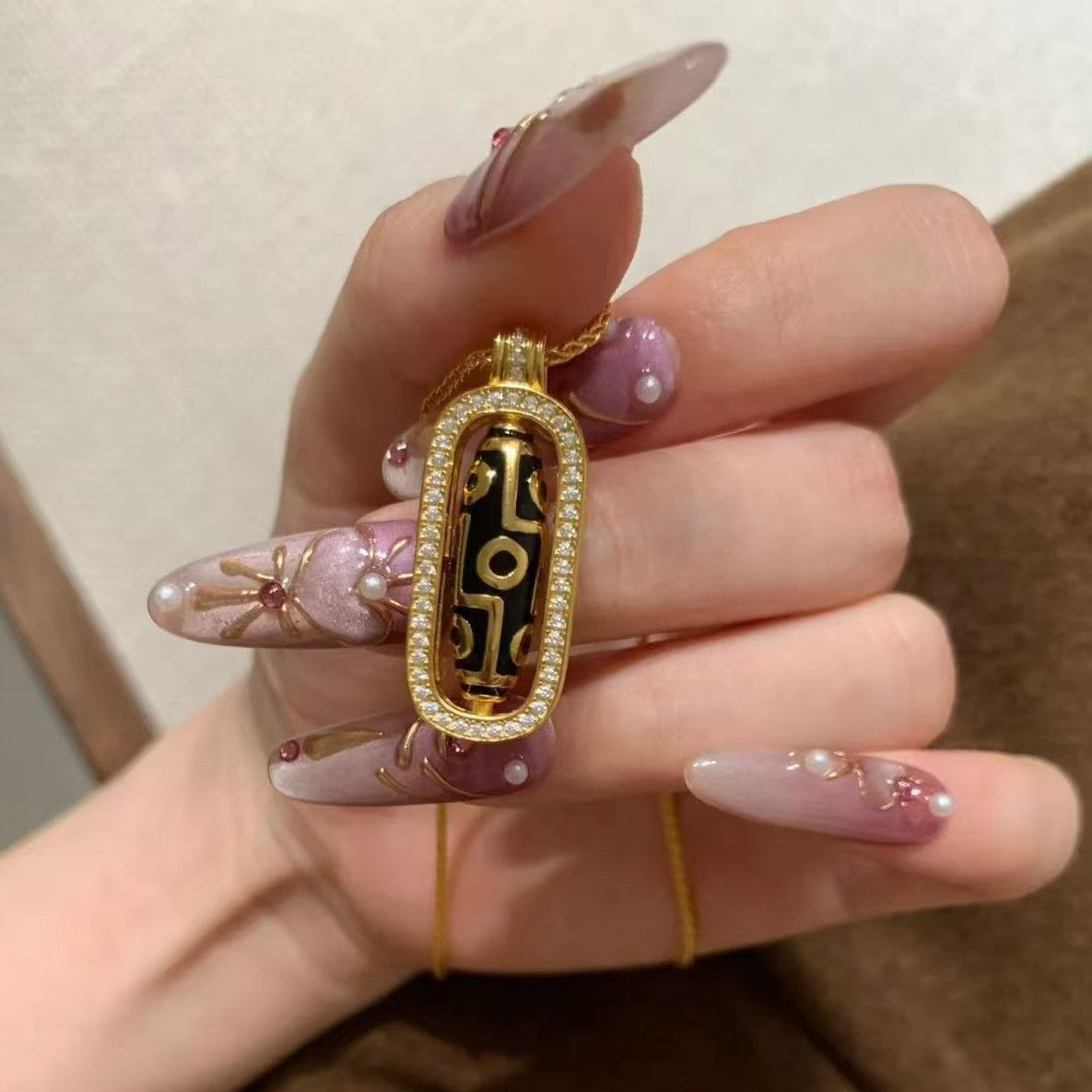 Pure Silver S925 Light Luxury Inlaid Diamond Rotatable Dzi Bead Vajra Necklace New Chinese Style Versatile Necklace for Women