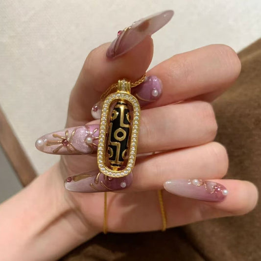 Pure Silver S925 Light Luxury Inlaid Diamond Rotatable Dzi Bead Vajra Necklace New Chinese Style Versatile Necklace for Women