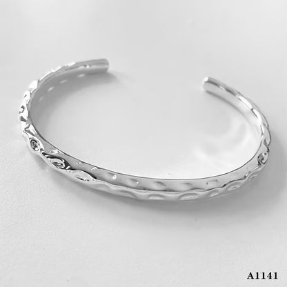 Stackable Irregular Texture Heart Jewelry Set Stainless Steel Vacuum Plating Non-Fading Autumn Winter Bracelet Bangle