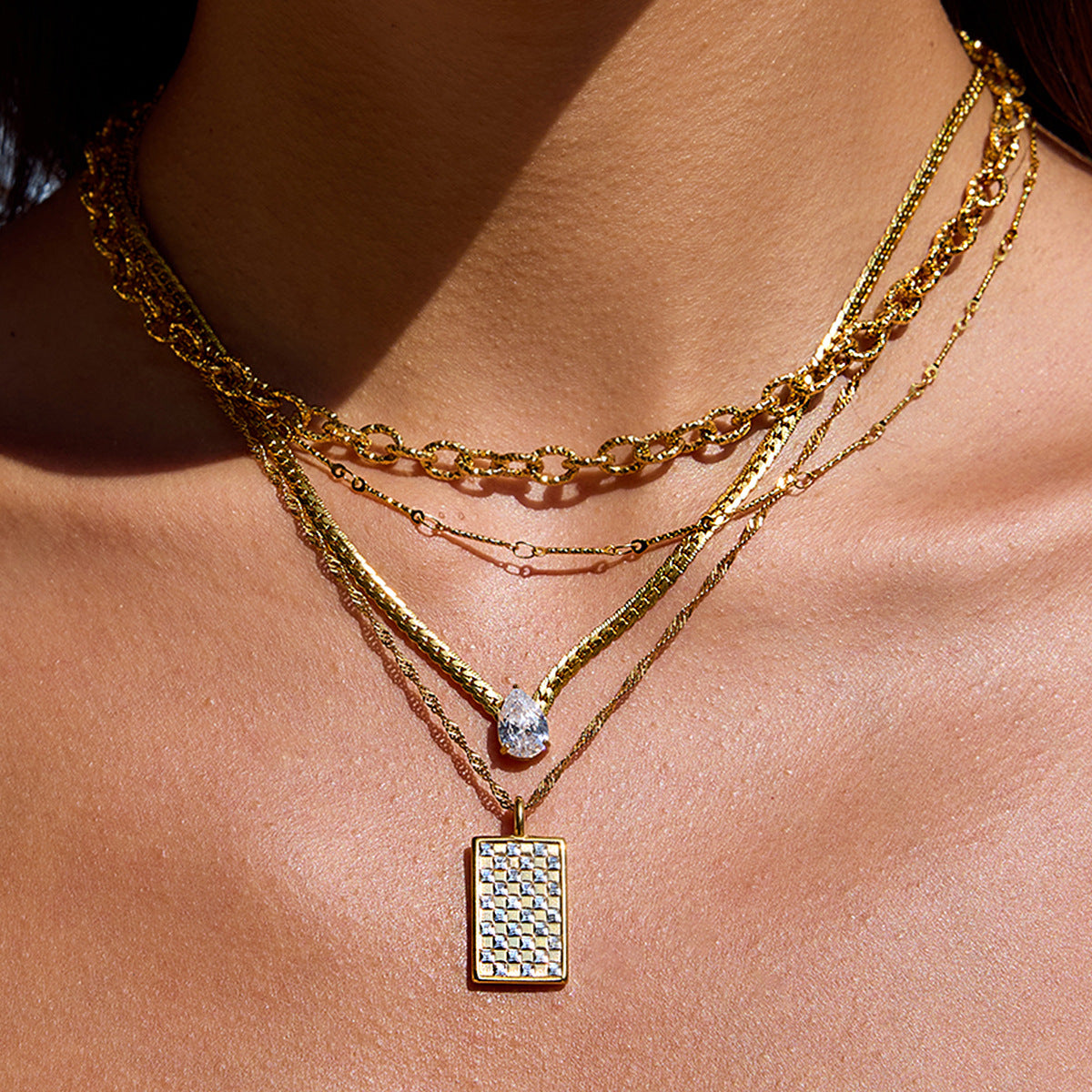 Rhinestone Titanium Steel Necklace Light Luxury High-end Jewelry Non-fading Stainless Steel Accessories for Women Hot Item