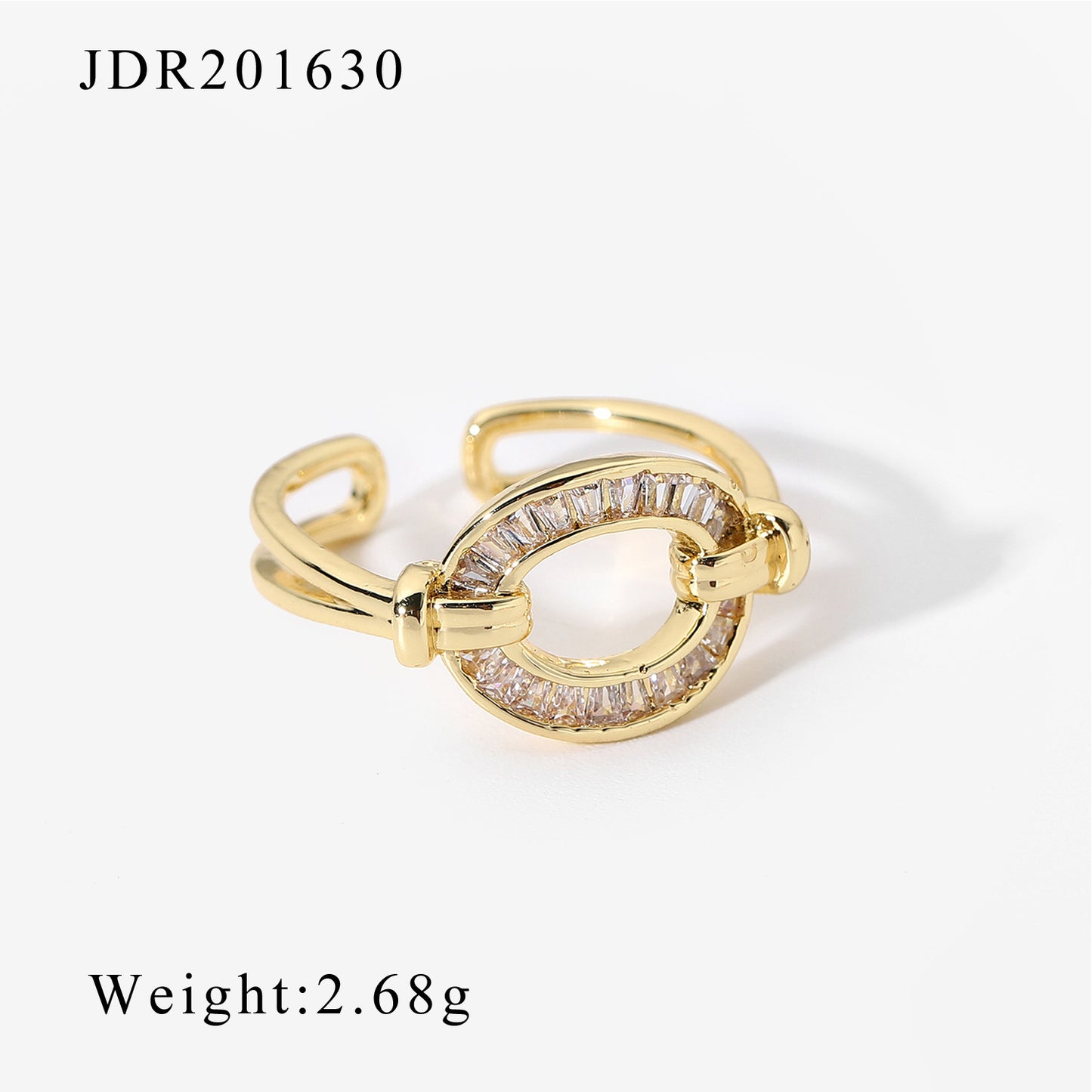 New INS Style 18K Gold Copper Inlaid Zircon Open Ring Fashion Retro Style Couple Ring Geometric Ring for Women