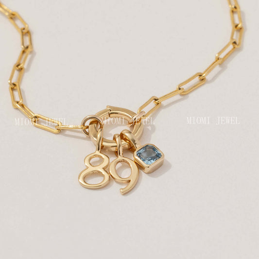 DIY Lucky Angel Number Square Tag Necklace for Women 1-9 Furnace Vacuum Electroplating 18K Real Gold Color Retention