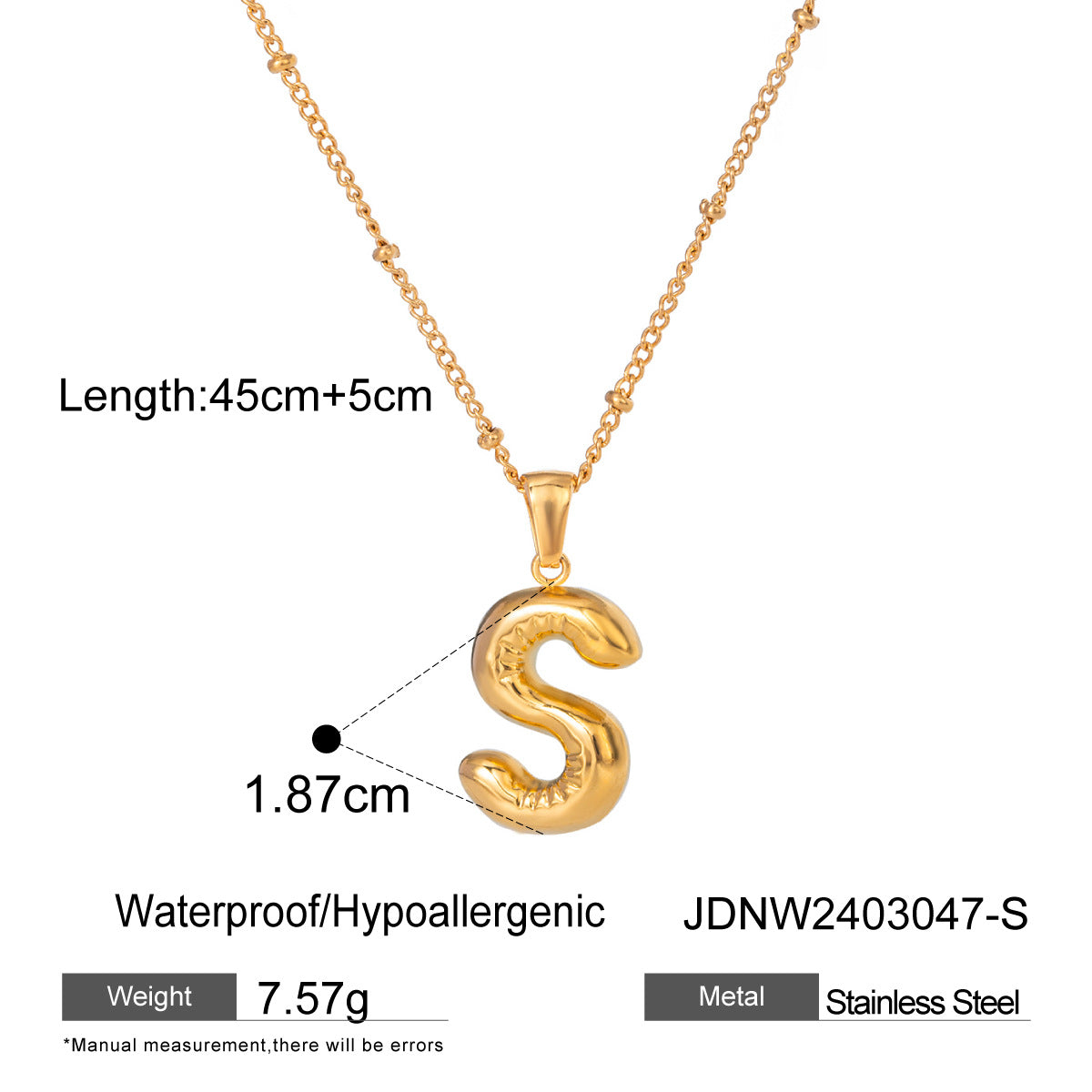 Stainless Steel Letter Necklace Pendant High-End Clavicle Chain Titanium Steel Jewelry Necklace