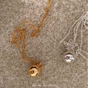 Korean Version Soul Outfit 925 Sterling Silver Niche Simple Round Ball Necklace for Women Ins Fashionable Ball Pendant Sweater Chain