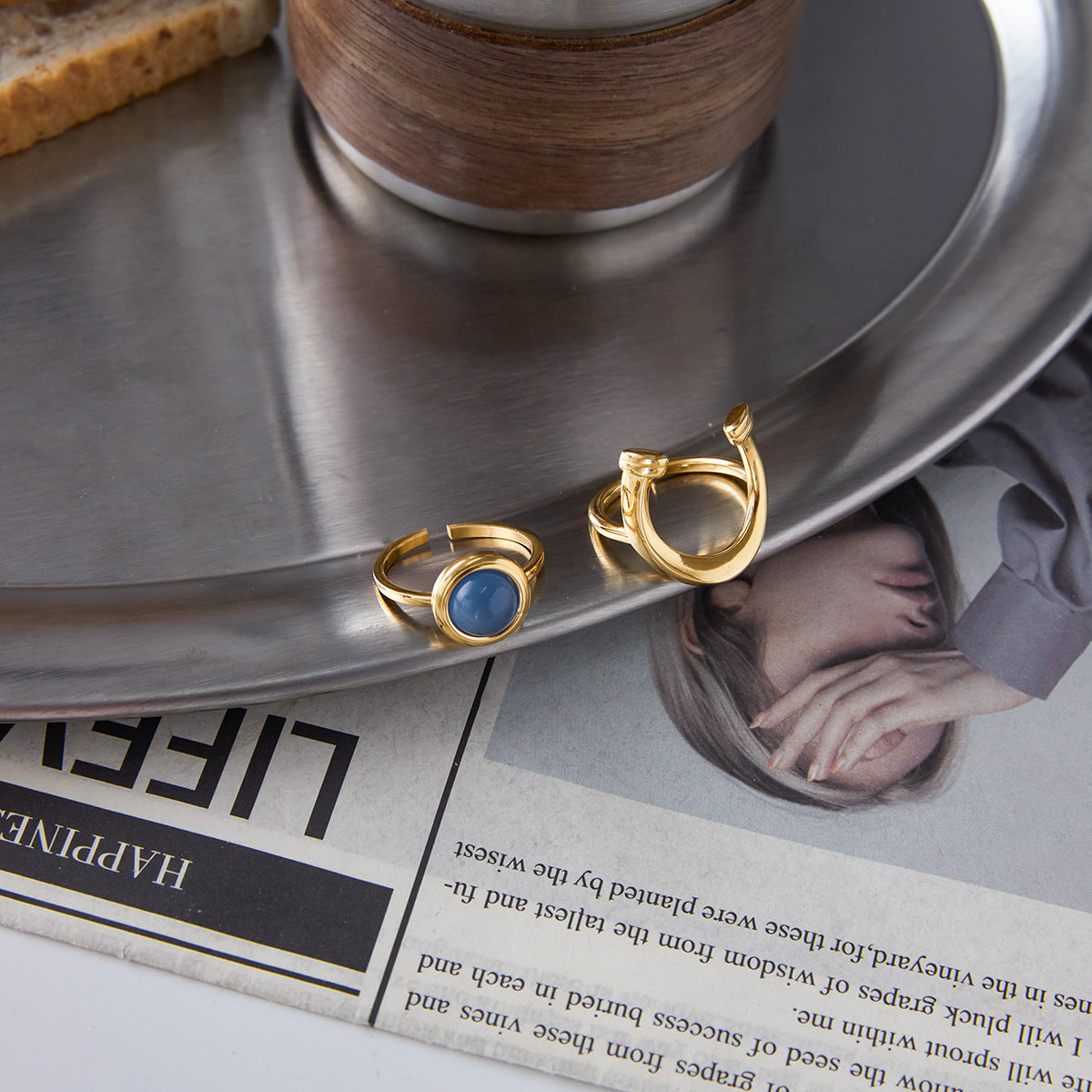 Original Equestrian Series Resin Ring Titanium Steel Non-Fading Stainless Steel Hand Jewelry Light Luxury High-End Feel