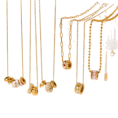 Slim Waist Titanium Steel Necklace Light Luxury Fortune Bead Collarbone Chain Baojia Stainless Steel Jewelry for Women with a Sense of Sophistication