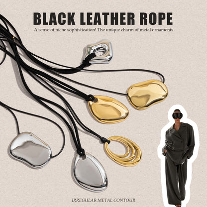 Black Rope Titanium Steel Necklace Niche Design Sense Collarbone Chain Non-Fading Hot-Selling Stainless Steel Jewelry