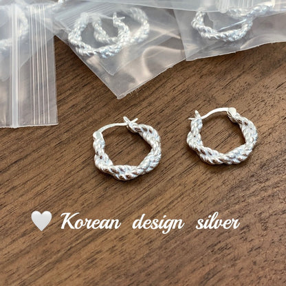 S925 Sterling Silver Braided Ear Cuff Style Earrings