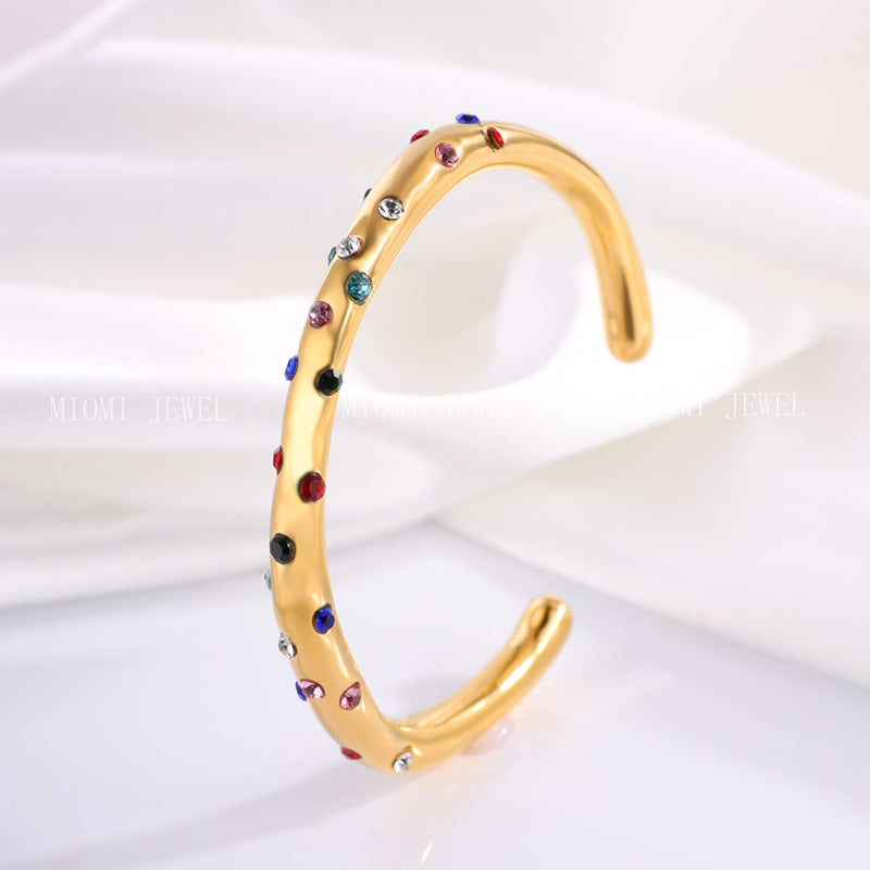 Stainless Steel Bracelet Trendy Inlaid Pearl Bracelet Women's Titanium Steel Retro Versatile Hand Jewelry