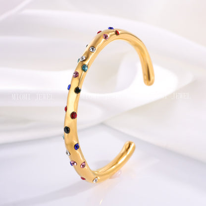Stainless Steel Bracelet Trendy Inlaid Pearl Bracelet Women's Titanium Steel Retro Versatile Hand Jewelry