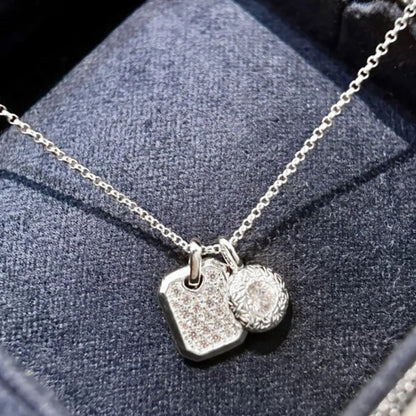 Pure Silver S925 Tianfangdiyuan Wushi Pendant Full Diamond Necklace Fashion Versatile Commuting Simple Personality Light Luxury Collarbone Chain